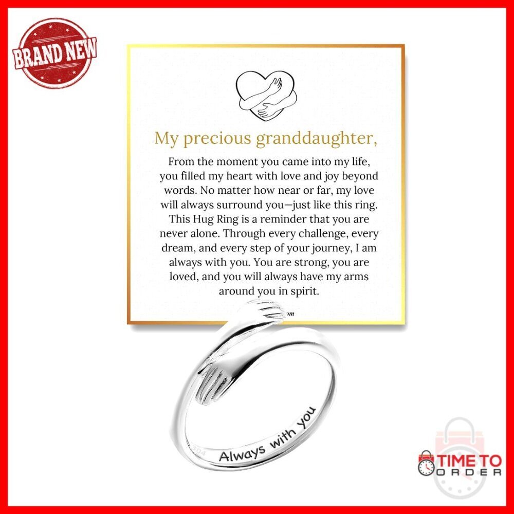 Adjustable Stainless Steel Hug Ring, Engraved Always With You, Tarnish Free